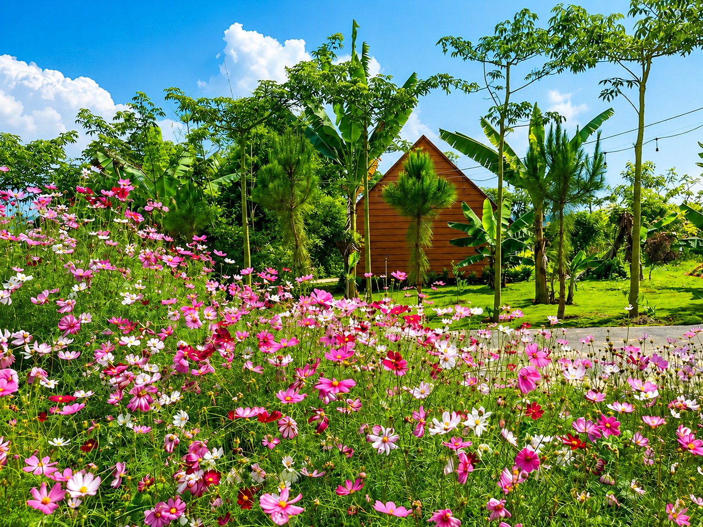Hoa cỏ may và cabin
